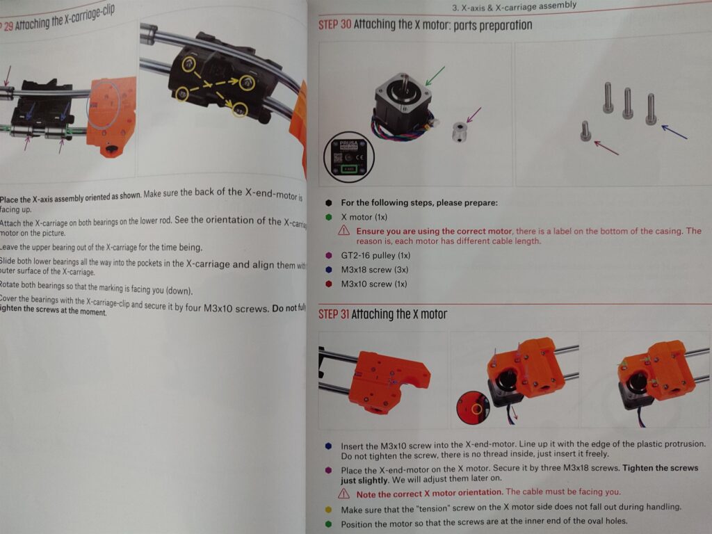 Image of a page inside Prusa's assembly instructions